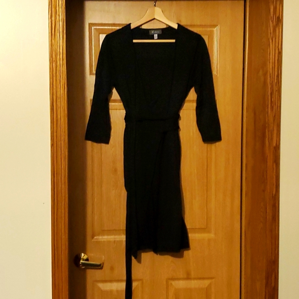 Ibex Merino True Wrap Dress, Medium, Black